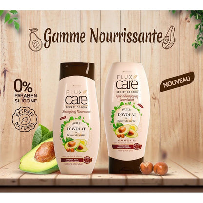 Flux Care Shampoing Nourrissant Huile D’avocat & Beurre de karité sans paraben & silicone