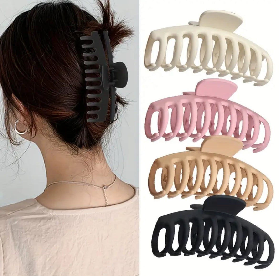 مشبك شعر كبير على شكل مخلب - مشبك واحد مانع للانزلاق وقوي الإمساك