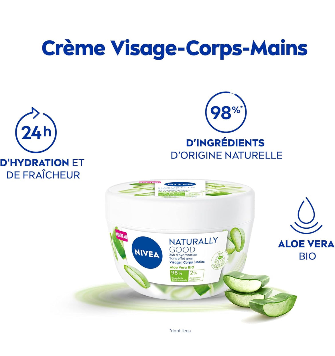 كريم نيفيا ناتشورالي جود متعدد الاستخدامات 3 في 1، كريم نهاري غني بصبار الألوفيرا العضوي، كريم للجسم والوجه واليدين، ترطيب يدوم 24 ساعة