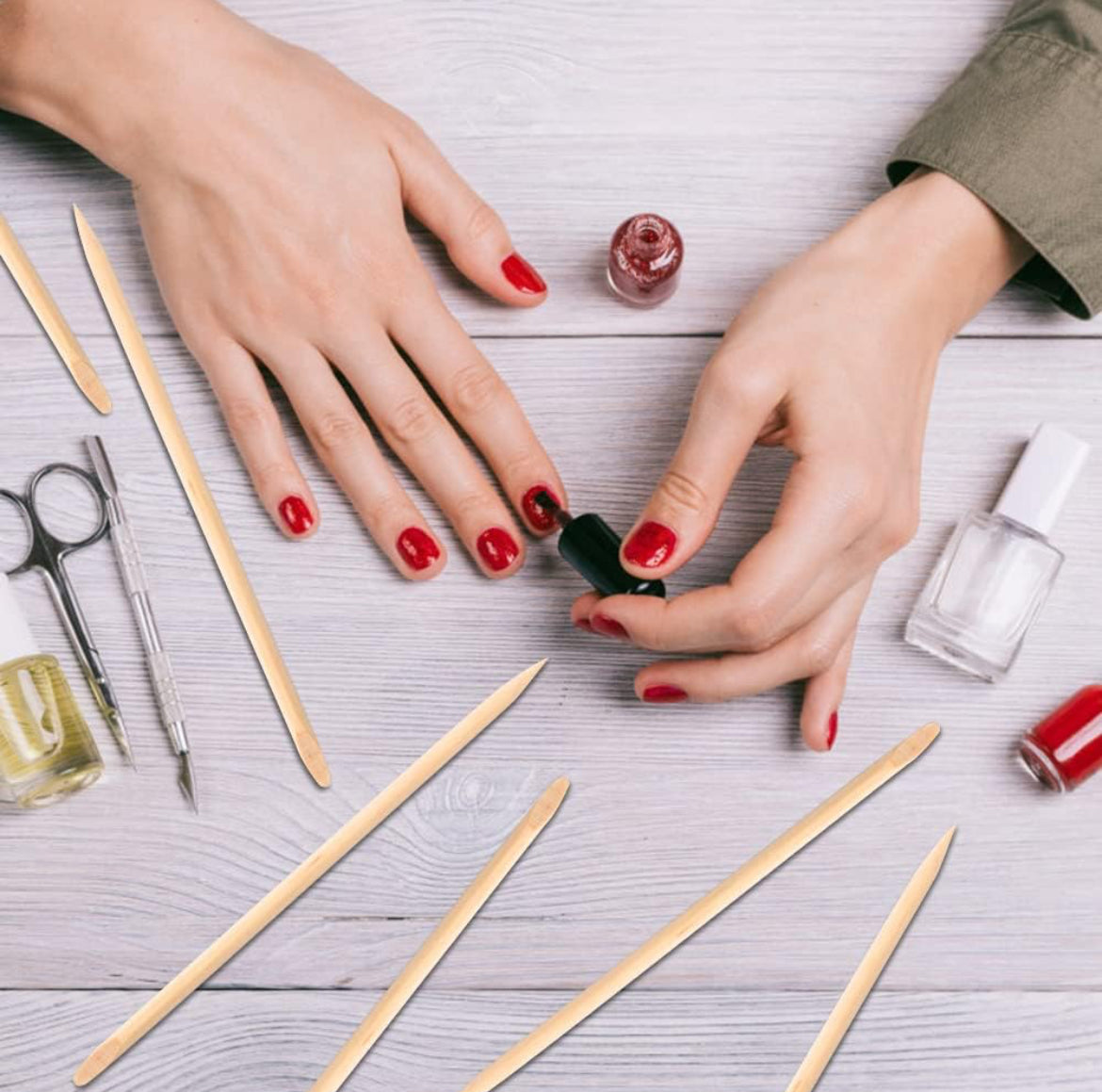 عصا بشرة خشبية أظافر ذات طرفين