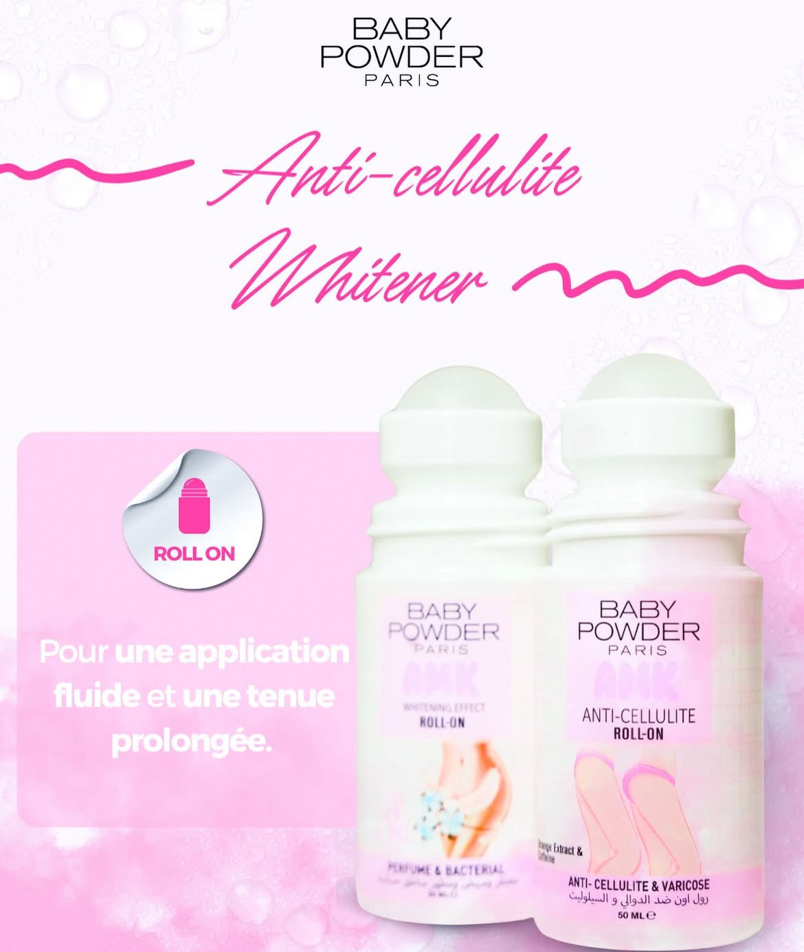 Baby Powder Paris Amk Déodorant Intime Whitening Effect Roll-On 3In1