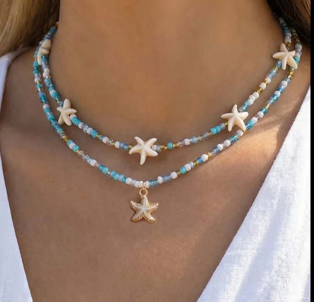 Collier Bohème Étoile De Mer En Perles