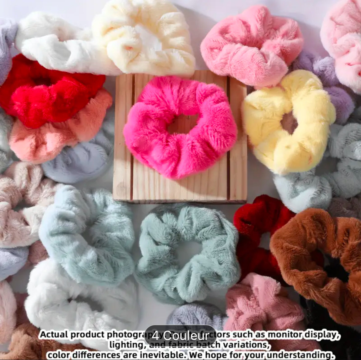 Couleurs Unies Chouchou Attaches Pour Cheveux Élastiques Pour Cheveux Chouchou Super Doux Porte-Queue De Cheval Chouchous À Fourrure Veloutée 1Pc