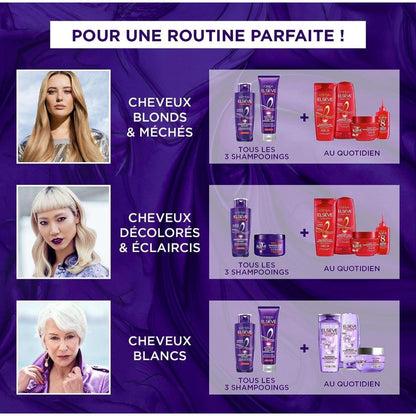 L'Oréal Paris - Masque Violet Déjaunisseur Intense - Pour Cheveux Décolorés ou Éclaircis - Neutralisation des Reflets Jaunes & Orangés - Elseve Color-Vive