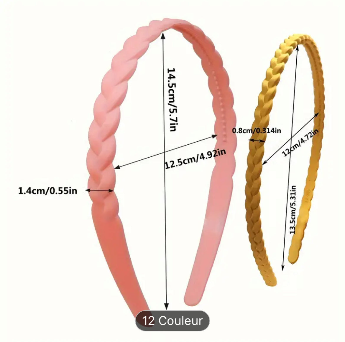 عصابة رأس مضفرة غير قابلة للانزلاق بتصميم بسيط، قطعة واحدة
