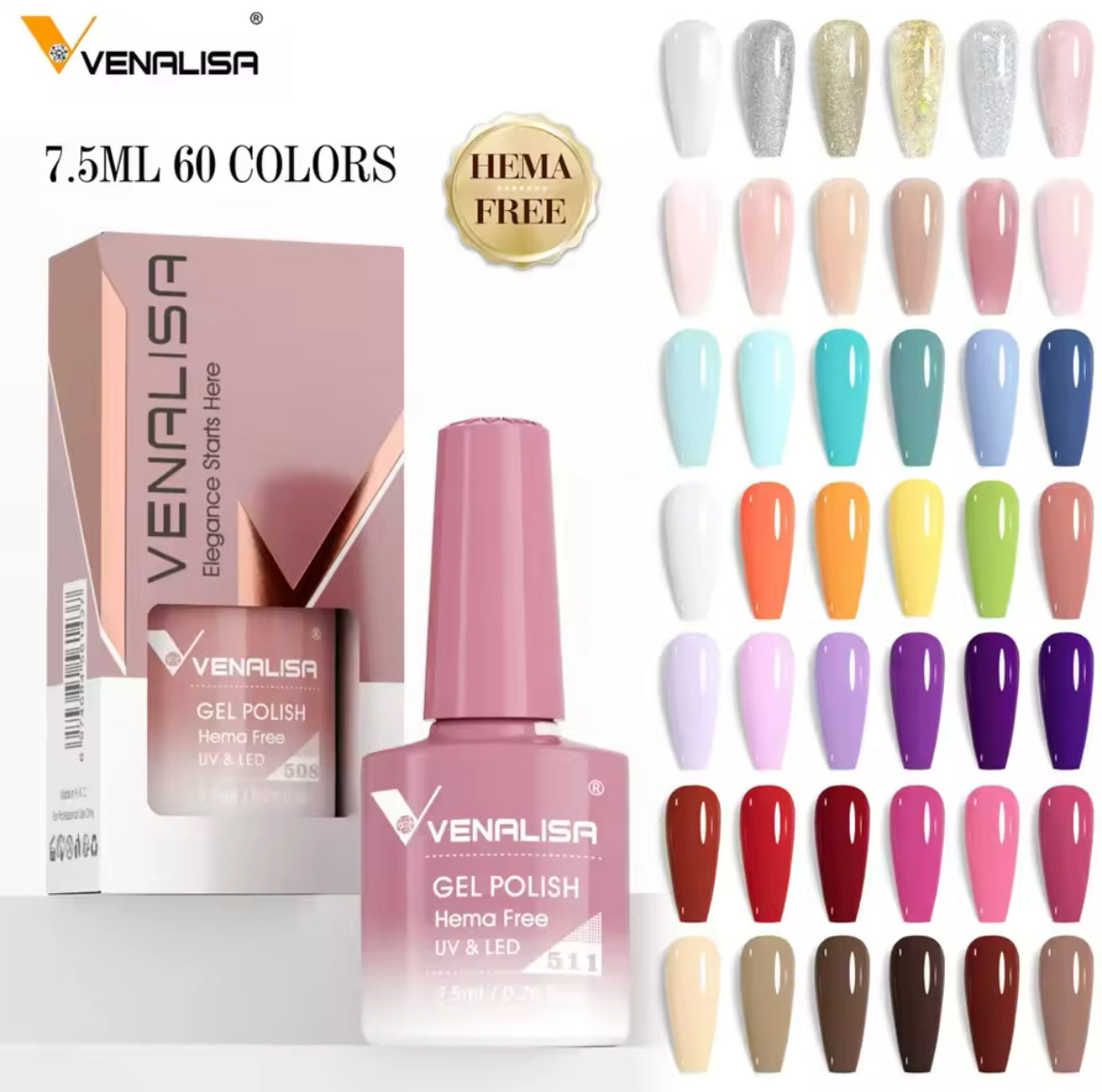 Venalisa Vip5 60 Couleurs Uv Gel Vernis À Ongles Semi-Permanent 1Pc