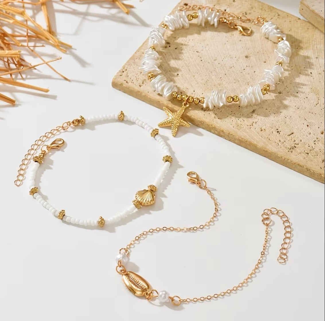 Bracelets De Cheville Perles & Charms Océan – Élégance Bohème