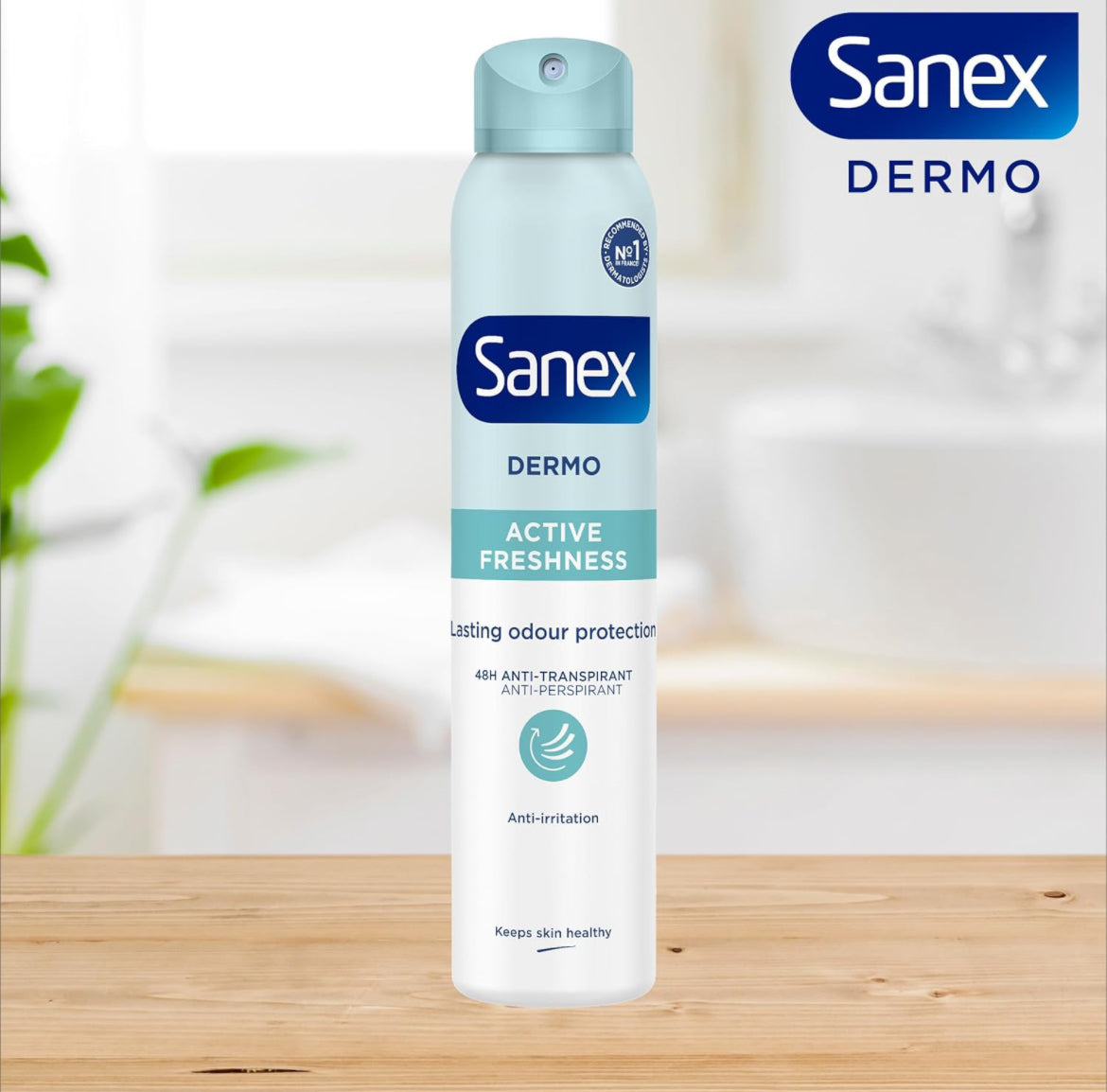 Sanex Déodorant Anti-Transpirant Spray Dermo Active Freshness - Protection Anti-Traces & Odeurs 48h