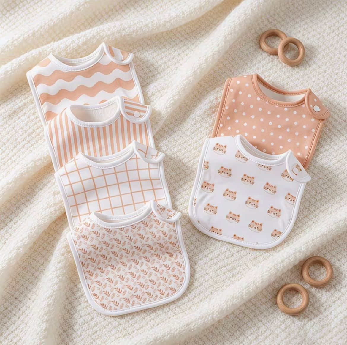 Lot De 6 Bavoirs Bébé Rose En Coton Doux