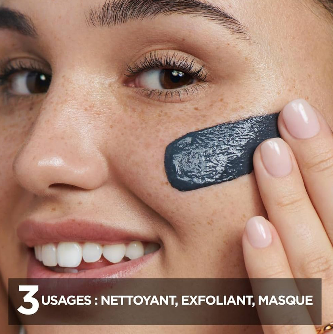 قناع غارنييه بيور أكتيف ٣ في ١ المقشر والمنظف يقلل الرؤوس السوداء - حمض بيتا هيدروكسي والفحم