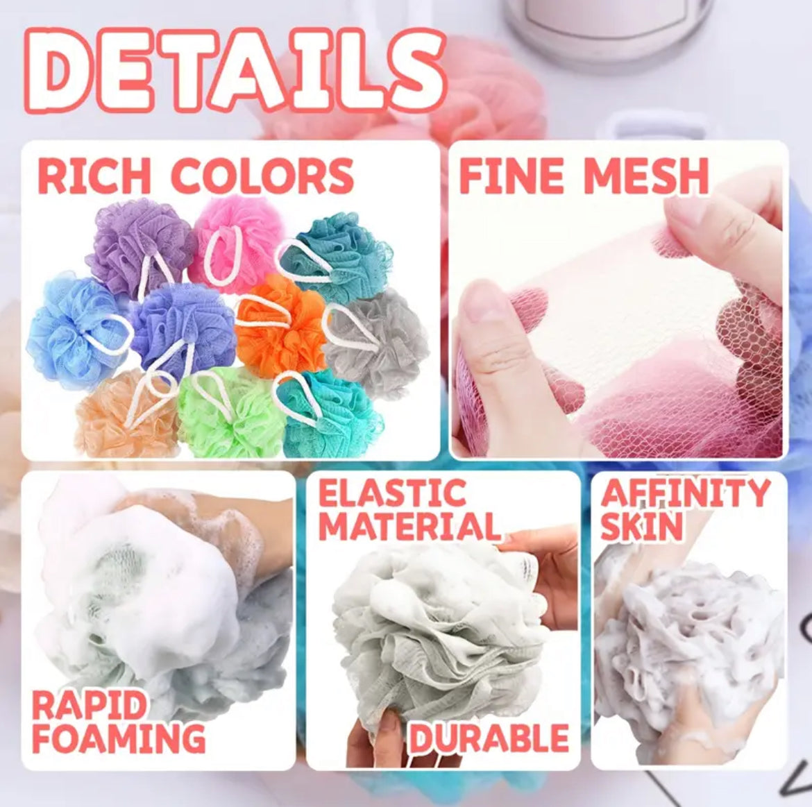 إسفنجات حمام مقشرة، إسفنجات استحمام صغيرة على شكل ليفة