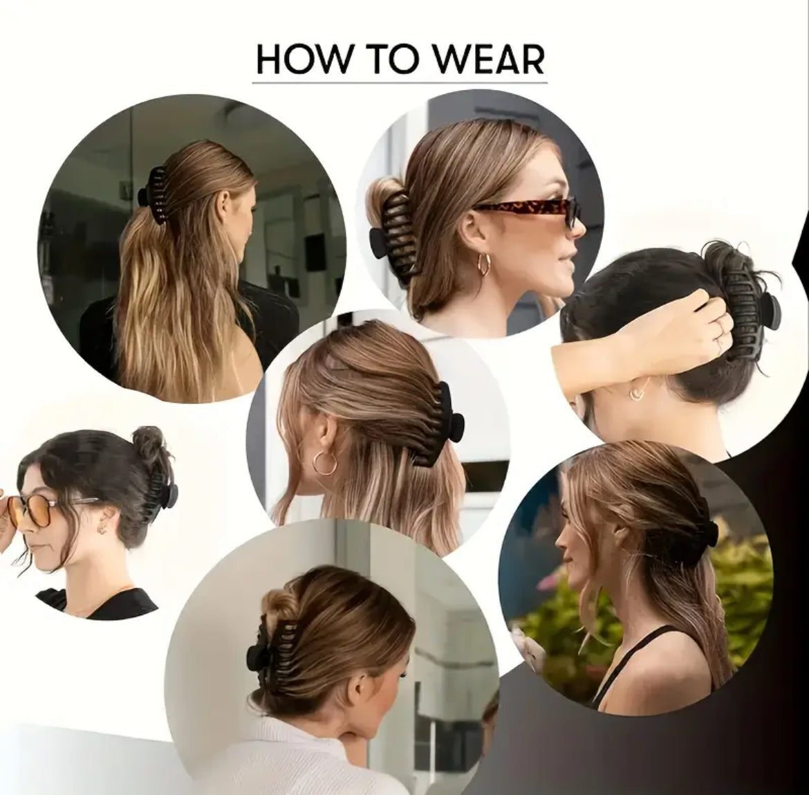 مشبك شعر كبير على شكل مخلب - مشبك واحد مانع للانزلاق وقوي الإمساك