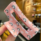 مشبك شعر كبير بنمط مستطيل، مشبك شعر مجوف على شكل مخلب سمكة قرش للنساء