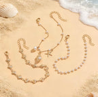 Chaîne De Cheville Perles & Coquillages Élégants