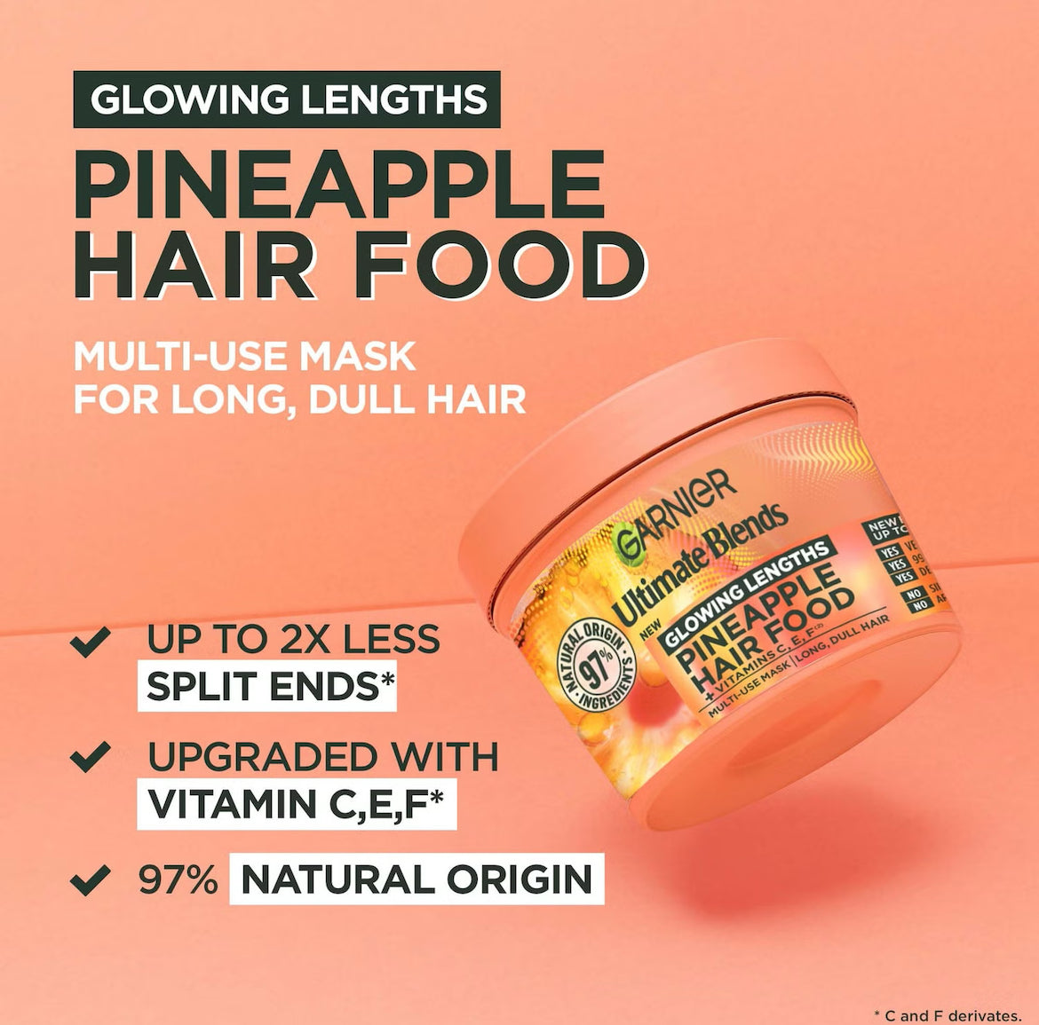 قناع الشعر فروكتس لونجوير آند جلو من غارنييه لعلاج الشعر بخلاصة الأناناس 3 في 1