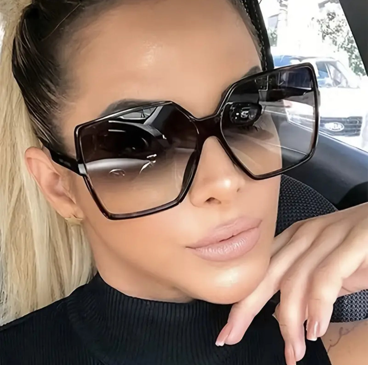 Lunettes De Soleil Oversize À Monture Pc À La Mode Pour Femmes Et Hommes Anti-Éblouissement