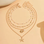 Colliers Bohème Dorés Avec Perles Marguerites Et Étoile De Mer