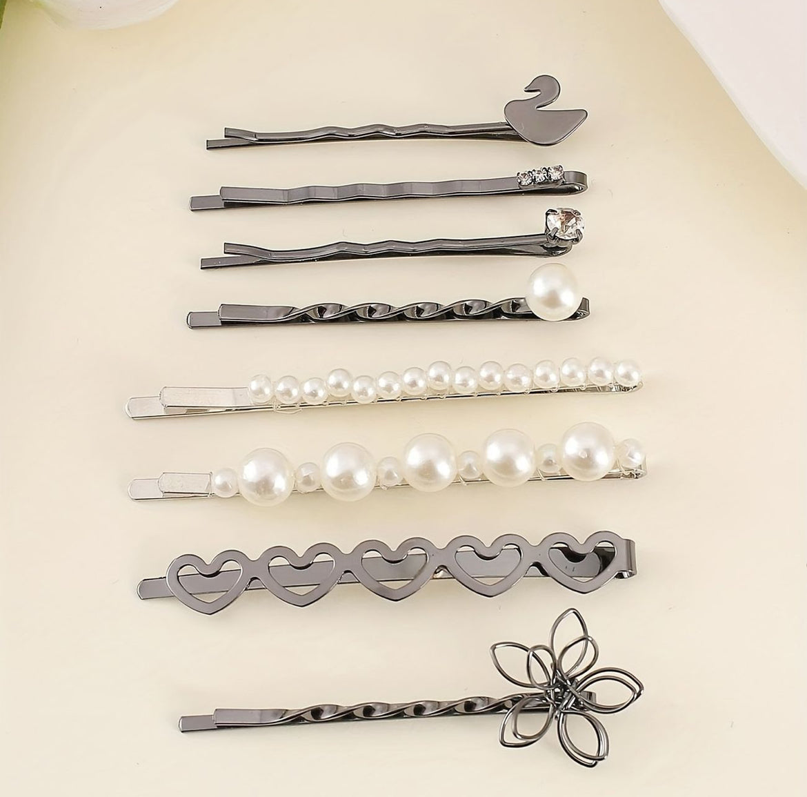 8 Pièces Fausses Perles Pince À Cheveux