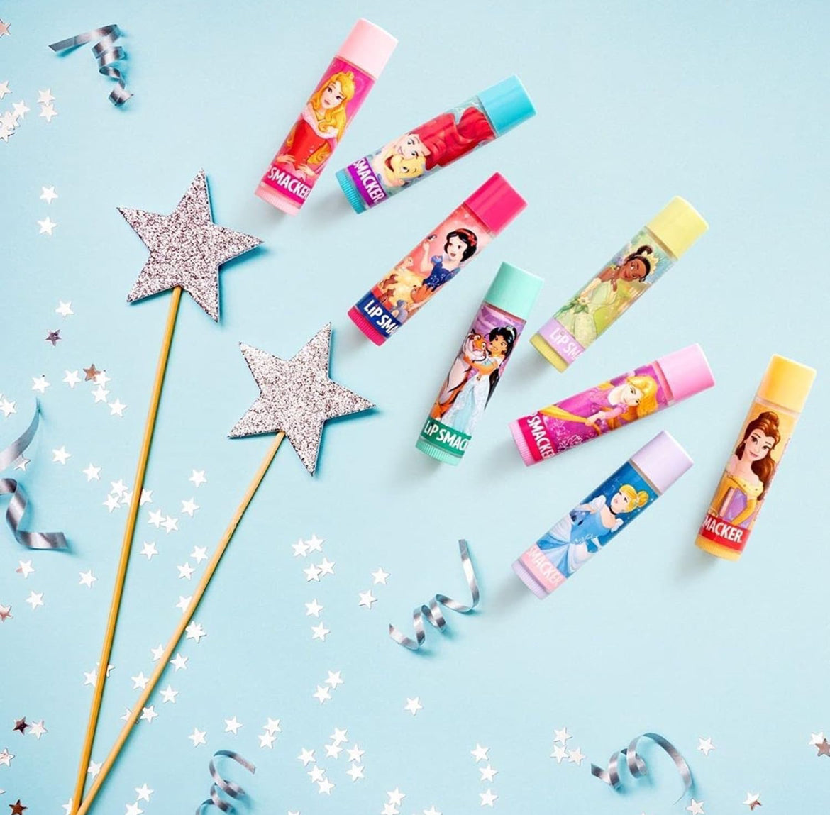 مجموعة مرطبات الشفاه ليب سماكر لحفلات أميرات ديزني للأطفال، مستوحاة من أميرات ديزني، بتأثير شفاف طبيعي