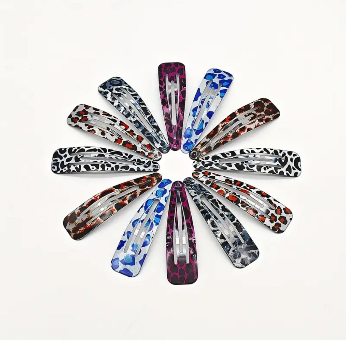 2Pcs Barrettes À Cheveux Boutons Imprimé Léopard