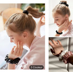 2Pcs Élastiques À Cheveux En Soie Couleur Unie Bandeaux Pour Queue De Cheval Pour Cheveux Épais Et Fins Accessoires Pour Cheveux Femmes Filles