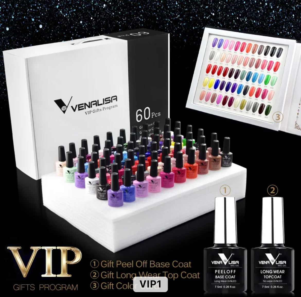 طلاء أظافر Venalisa Vip1-5 شبه دائم، 60 لونًا، مقاوم للأشعة فوق البنفسجية