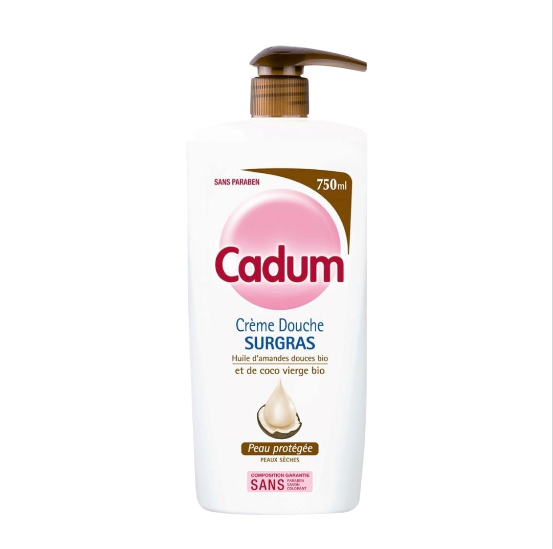 Cadum Crème Douche Surgras – Huile D’Amandes Douces Bio & Coco Vierge Bio