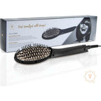 Venga! Brosse Lissante, Contrôle Numérique de la Température 80-230°C, Revêtement en Céramique avec Tourmaline Ionique, Pointes Massantes, Chauffage PTC, Noir/Or, 70 W, VG LS 3000