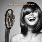Venga! Brosse Lissante, Contrôle Numérique de la Température 80-230°C, Revêtement en Céramique avec Tourmaline Ionique, Pointes Massantes, Chauffage PTC, Noir/Or, 70 W, VG LS 3000