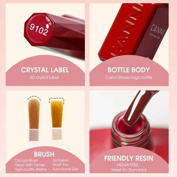 Canni Vernis À Ongles Gel Semi-Permanent Cc5 24 Couleurs Soak Off Color Uv & Led Gel Polish 9Ml