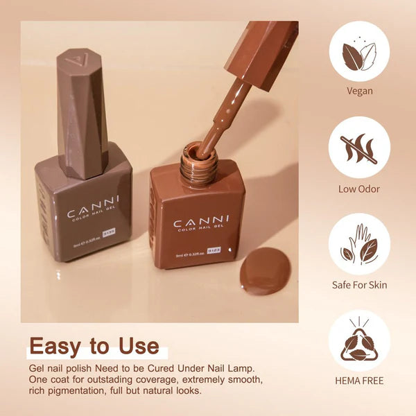 طلاء أظافر كاني Cc6 جل شبه دائم، 24 لونًا، مقاوم للأشعة فوق البنفسجية والضوء، 9 مل