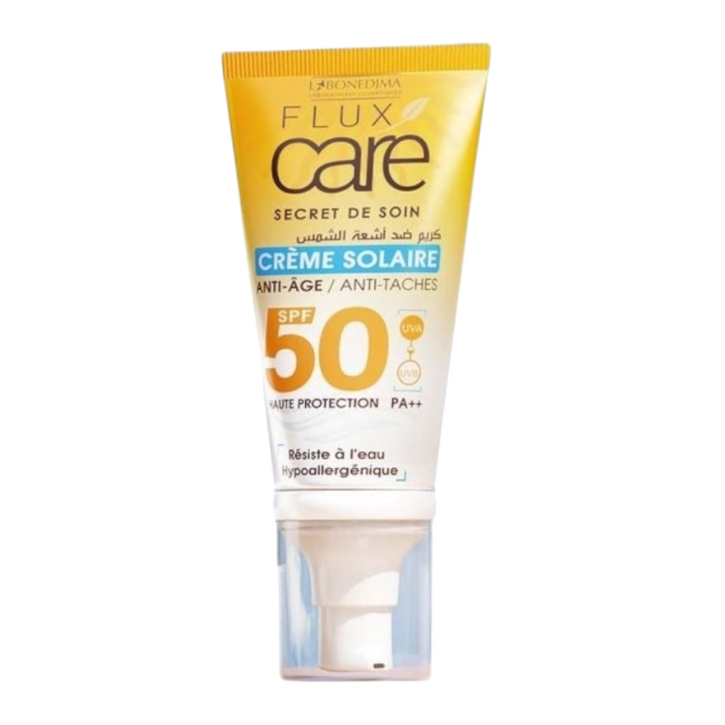 Flux Care Secret De Soin Créme Solaire Anti-Age 50 Haute Protection Pa++ Résiste À L'Eau Hypoallergénique
