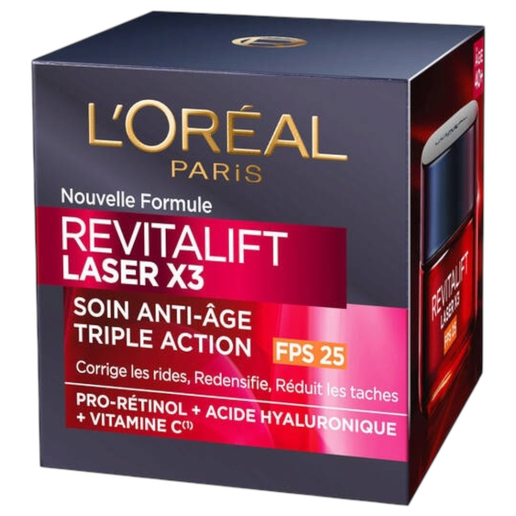 كريم النهار ريفايتاليفت ليزر X3 تريبل أكشن المضاد للشيخوخة بعامل حماية من الشمس 25 من لوريال باريس