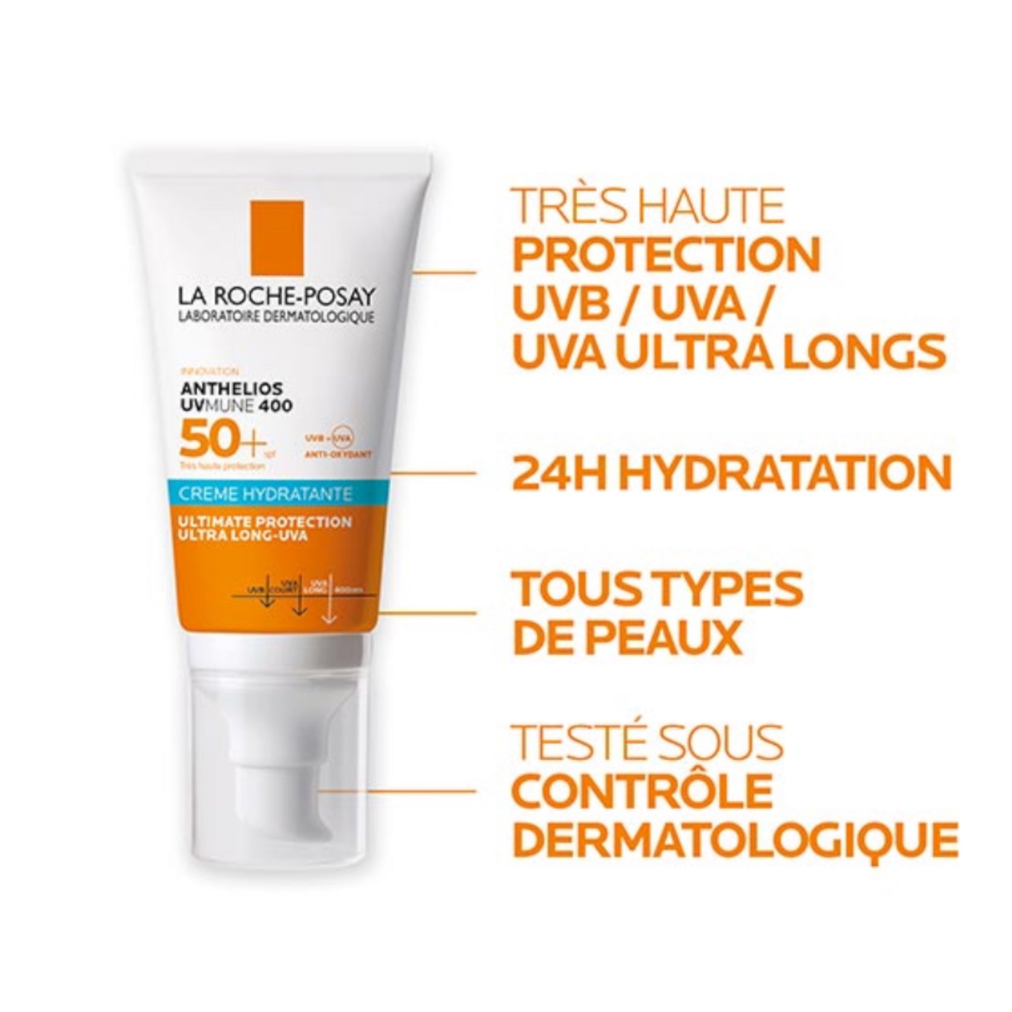 La Roche-Posay Crème Solaire Anthelios Uvmune 400 Peaux Sensibles Spf50+