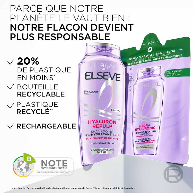 شامبو لوريال باريس إلسيف المرطب 72 ساعة المدعم بحمض الهيالورونيك