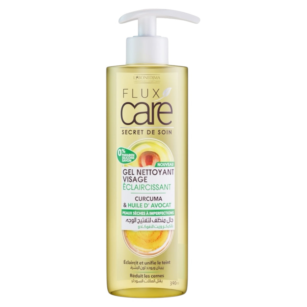 جل تنظيف الوجه المفتح Flux Care Secret De Soin بزيت الكركم والأفوكادو للبشرة الجافة التي تعاني من العيوب