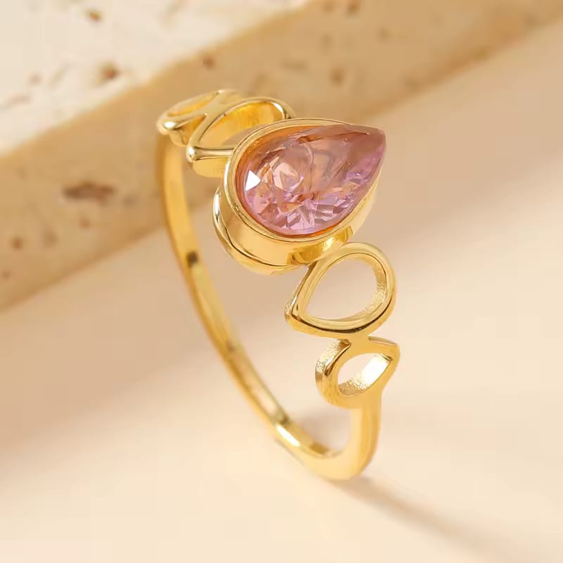 Bague “Larme De Rose” – Élégance Dorée