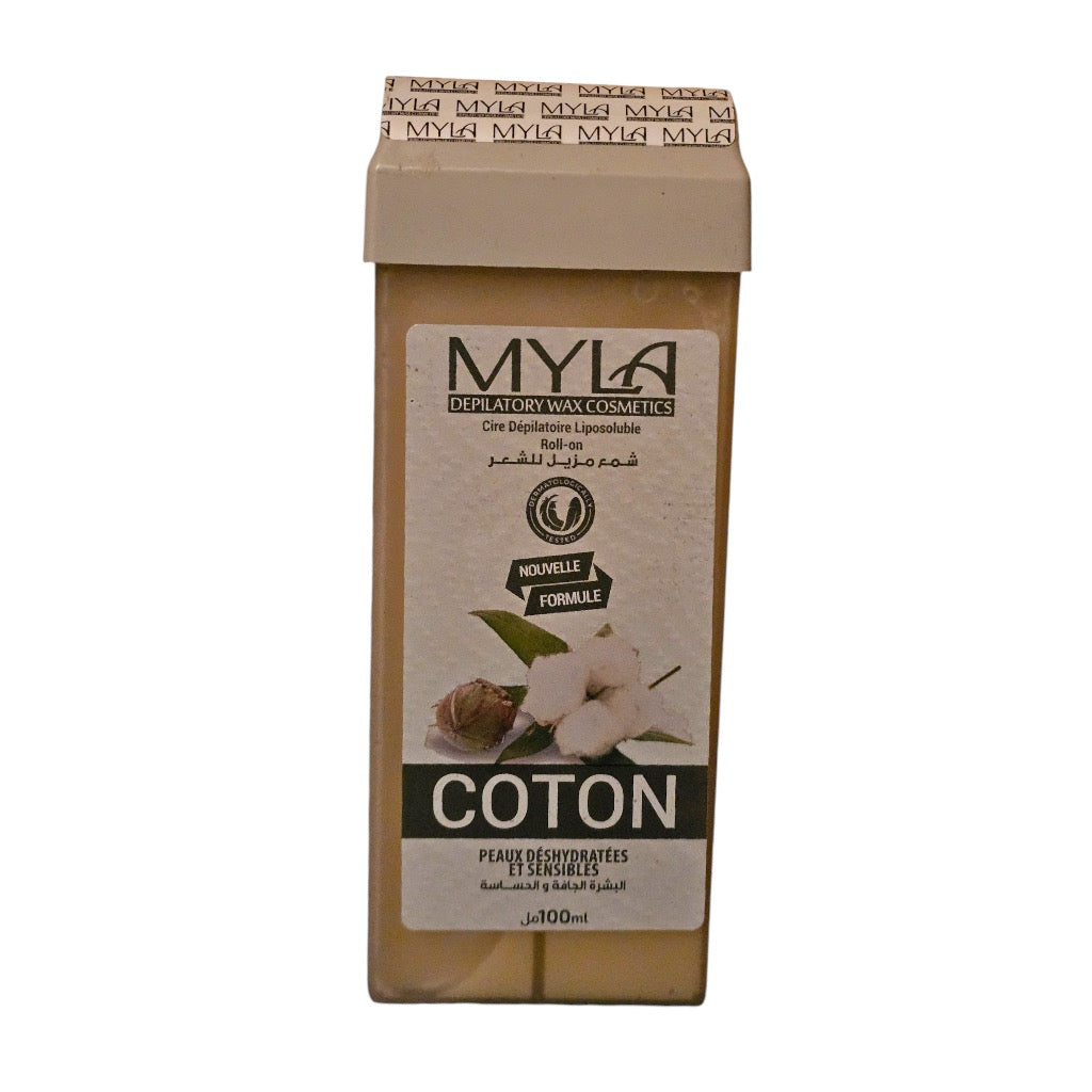 شمع مايلا لإزالة الشعر بالقطن للبشرة الجافة والحساسة
