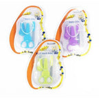 مجموعة مانيكير للأطفال 3 في 1 مع حقيبة زرقاء، ومقص أظافر، ومقص