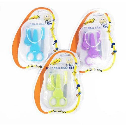 مجموعة مانيكير للأطفال 3 في 1 مع حقيبة زرقاء، ومقص أظافر، ومقص