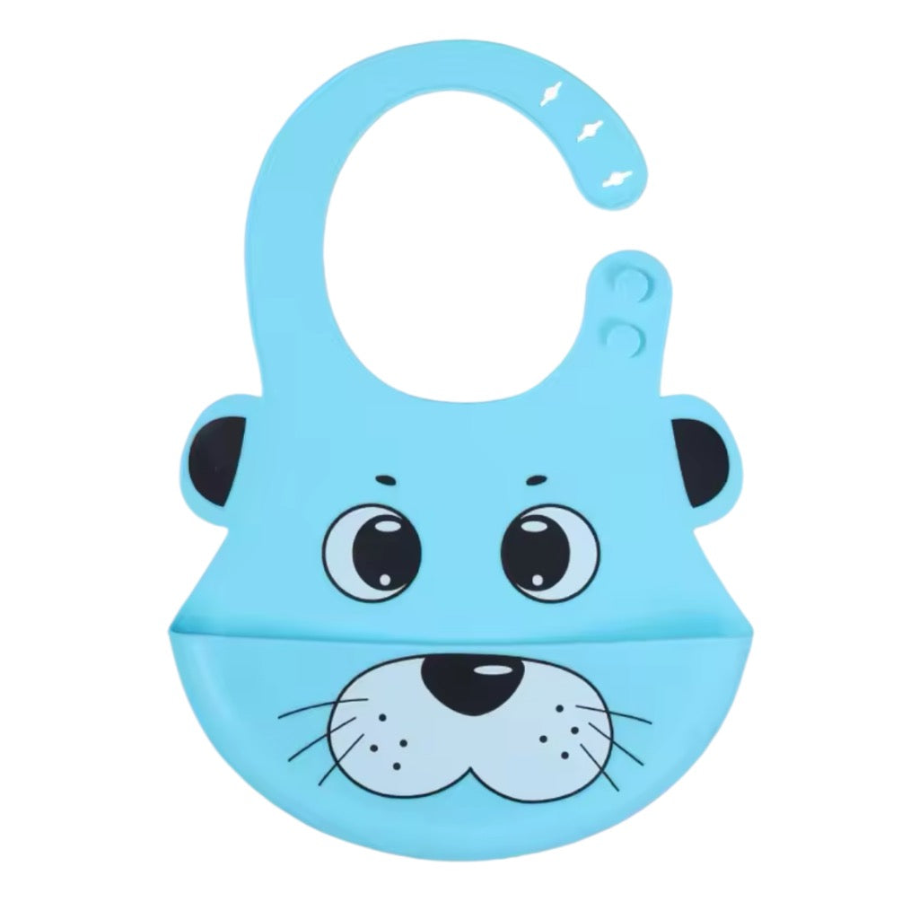 Bavoir en silicone souple et imperméable pour bébé, imprimé dessin animé mignon, garçons et filles, 1 pièce