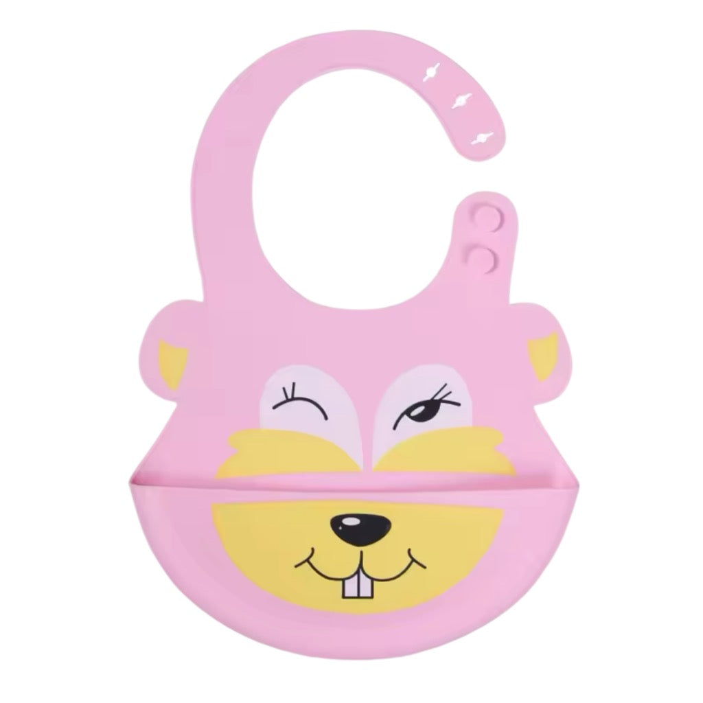 Bavoir en silicone souple et imperméable pour bébé, imprimé dessin animé mignon, garçons et filles, 1 pièce