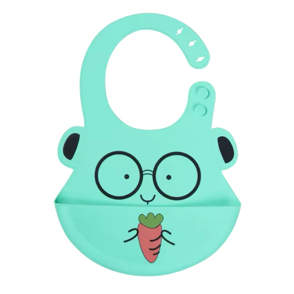 مريلة أطفال من السيليكون الناعم والمضاد للماء بطبعة كرتونية لطيفة للأولاد والبنات، قطعة واحدة