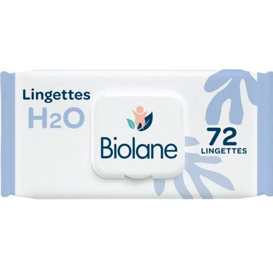 Biolane Lingettes nettoyantes H2O à l'eau - Bébé, 72 lingettes