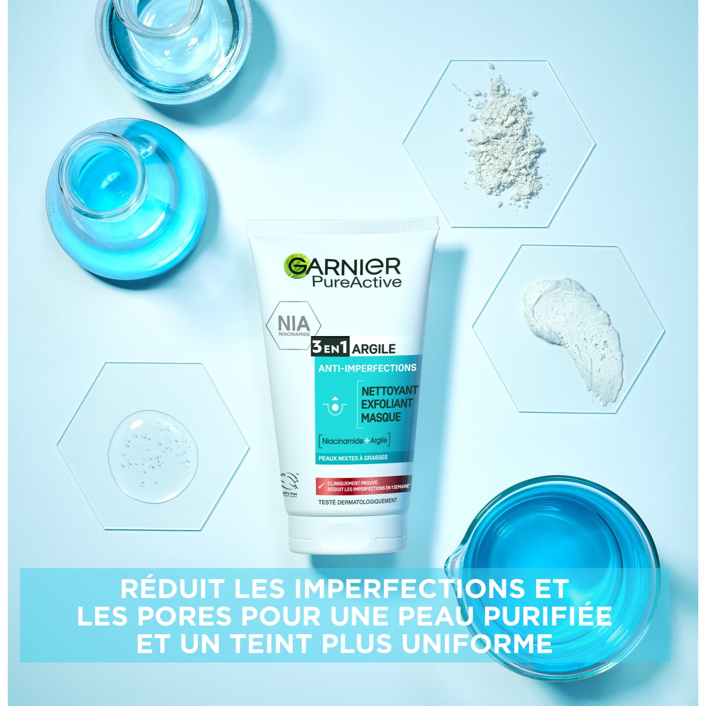 Garnier Pure Active Nettoyant 3en1 Argile Anti-Imperfections