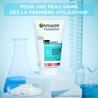 Garnier Pure Active Nettoyant 3en1 Argile Anti-Imperfections