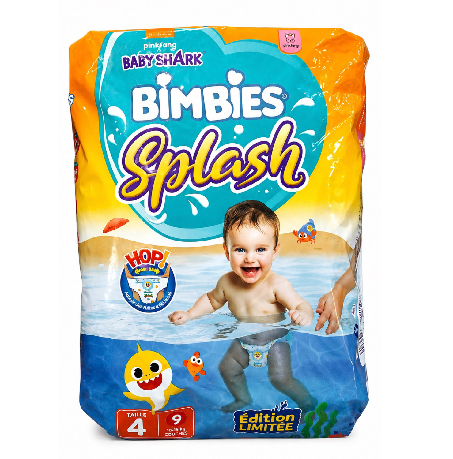 Bimbies Splash Baby Shark – Couches Jetables Taille 4
