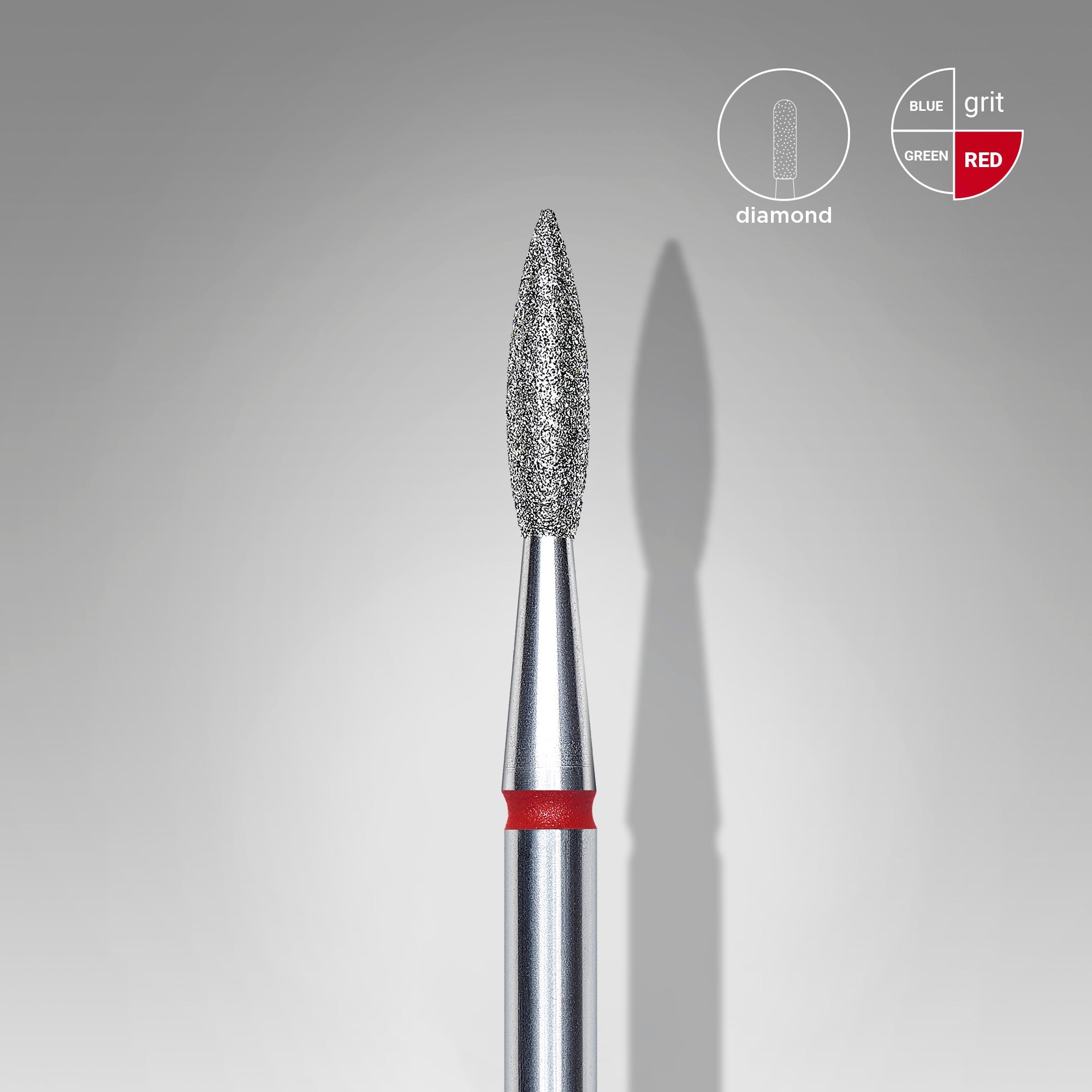Foret À Ongles Diamanté Pointu « Flamme » Rouge Diamètre Tête 2.1 Mm Partie Active 8 Mm