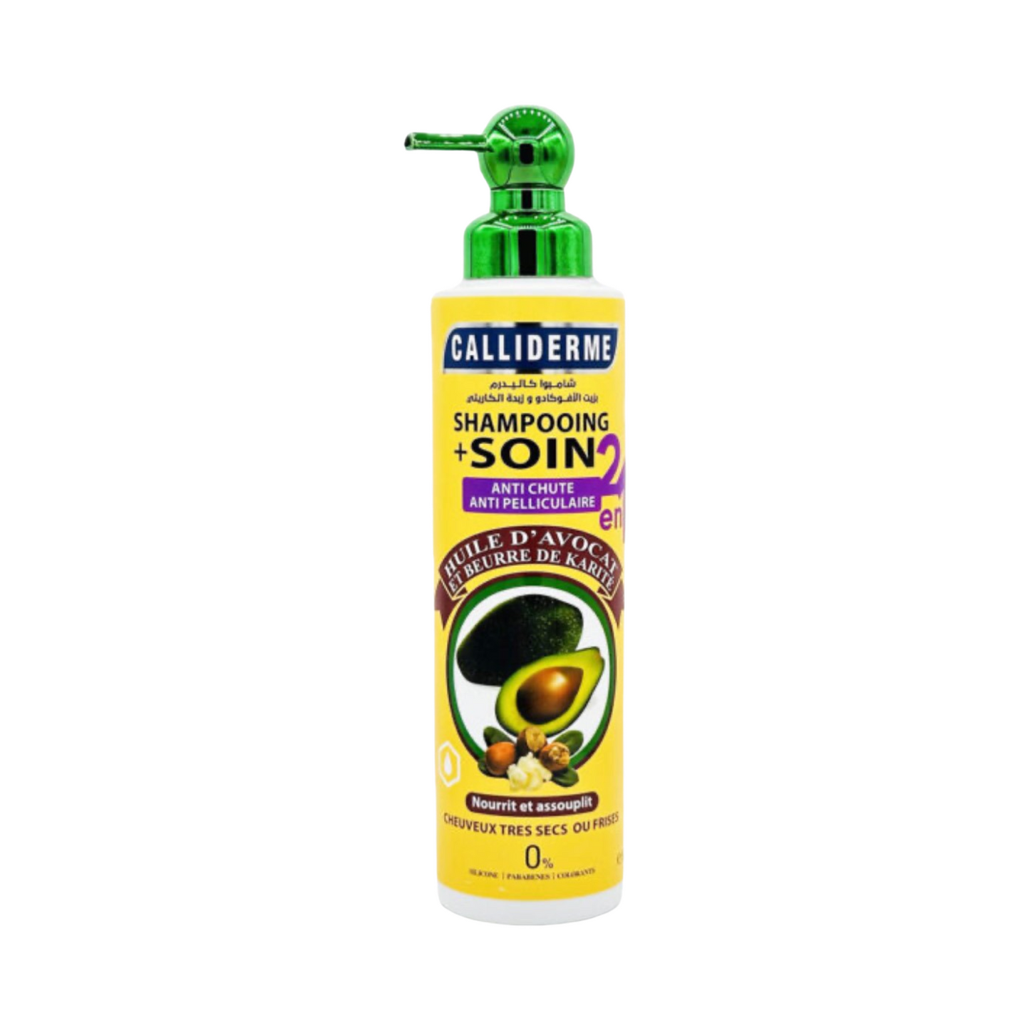 Calliderm Shampooing + Soin 2 en 1 Anti-chute et Anti-pelliculaire - Huile d'Avocat et Beurre de Karité