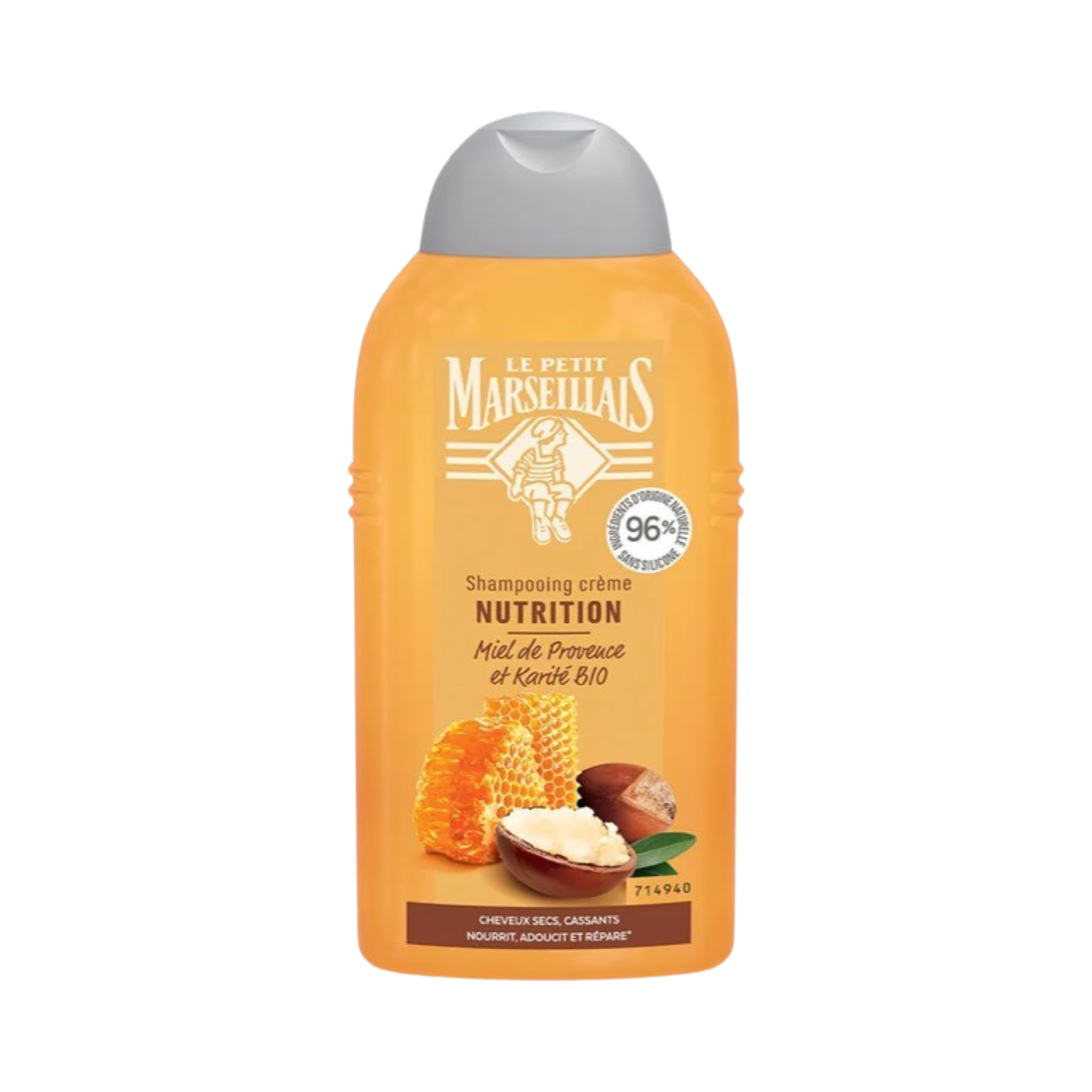 شامبو لو بوتي مارسييه المغذي للشعر الجاف والتالف والهش، بعسل بروفانس العضوي وزبدة الشيا العضوية